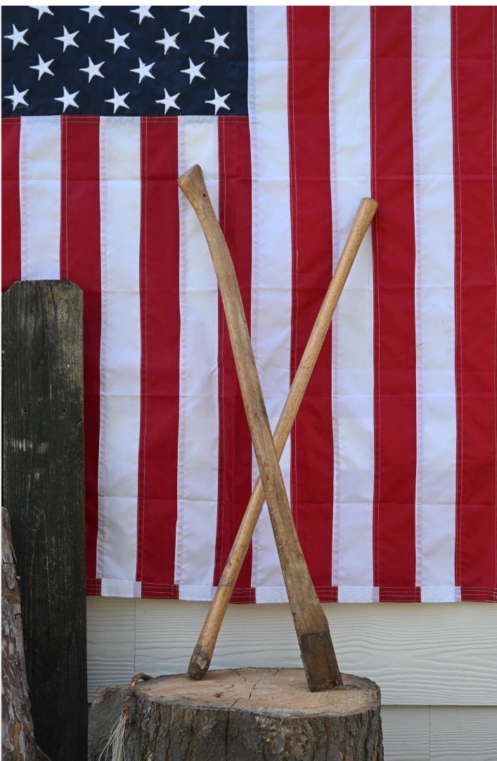 2 Vintage Hardwood Axe Handles
